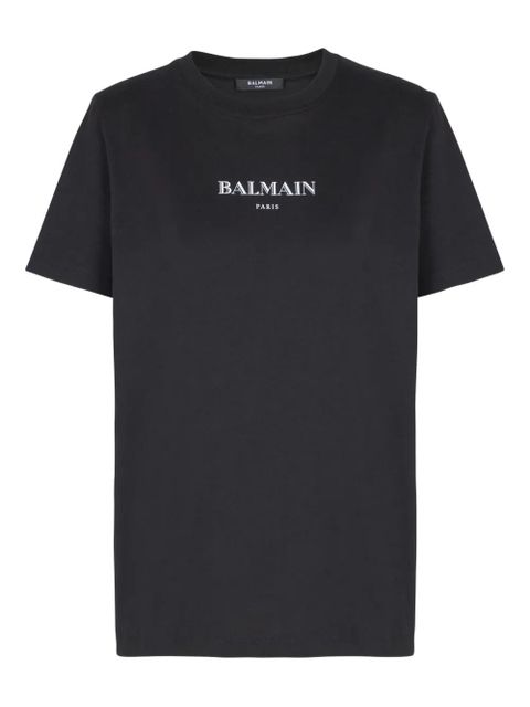 Balmain logo-embroidered cotton T-shirt - Black - zdjęcie produktu nr 1