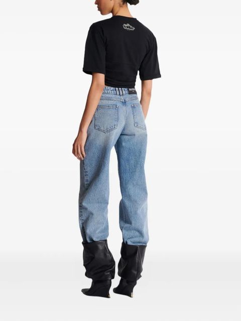 Balmain button-embellished twist-front T-shirt - Black