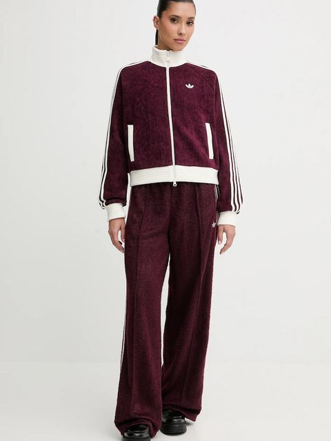 adidas Originals bluza welurowa Velour damska kolor bordowy z aplikacją KS0400 - zdjęcie produktu nr 2