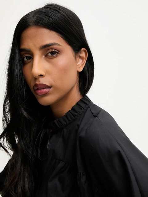 Answear.LAB koszula damska kolor czarny relaxed z wiązanym dekoltem