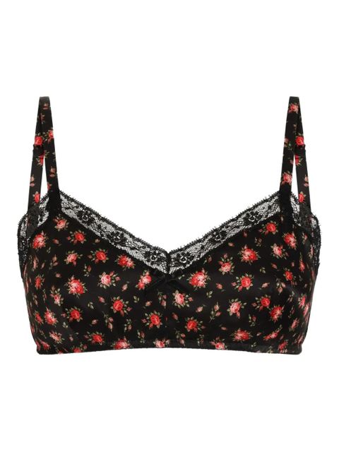 Dolce & Gabbana floral-print lace bra - Black - zdjęcie produktu nr 1