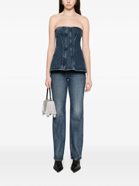 AGOLDE panelled strapless top - Blue