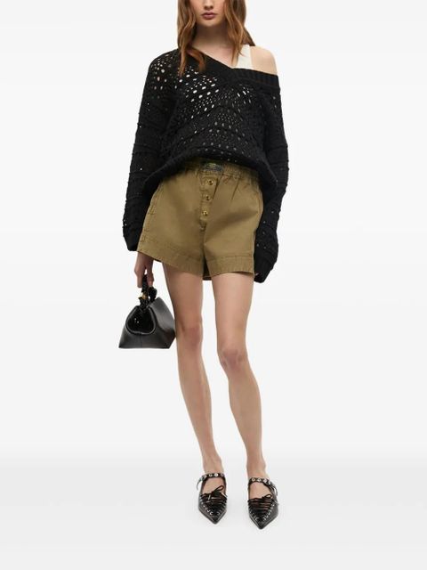 GANNI washed cotton shorts - Green - zdjęcie produktu nr 2