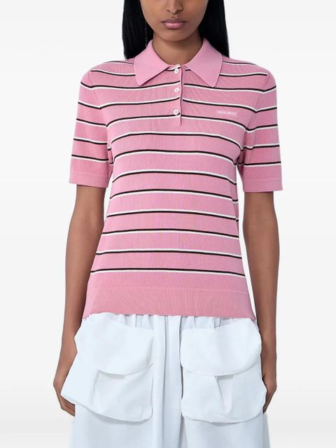 Miu Miu striped logo polo shirt - Pink - zdjęcie produktu nr 1