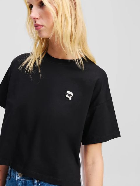 Karl Lagerfeld t-shirt bawełniany IKON damski kolor czarny A1W17135