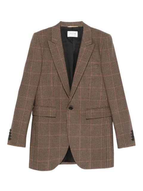 Saint Laurent checked single-breasted blazer - Brown - zdjęcie produktu nr 1