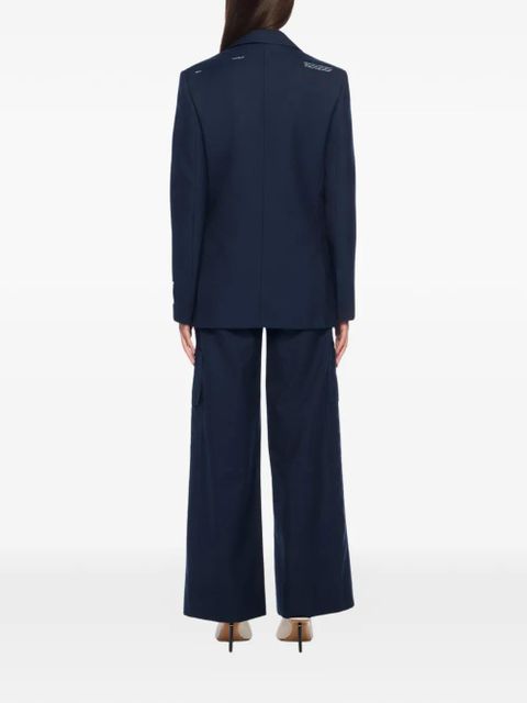 Off-White label-patch blazer - Blue