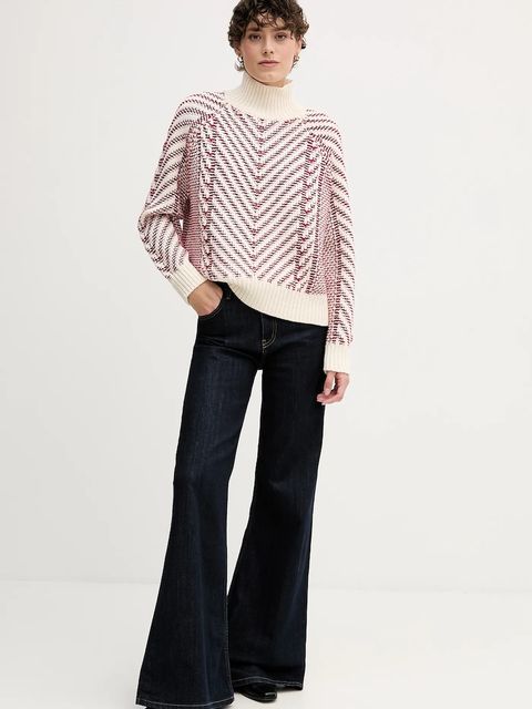 Tommy Hilfiger sweter z dodatkiem wełny damski kolor czerwony ciepły z golfem WW0WW46410 - zdjęcie produktu nr 2