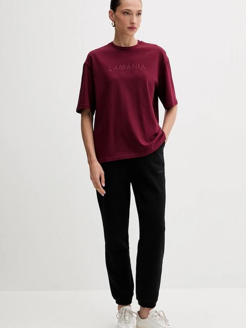 La Mania t-shirt bawełniany damski kolor bordowy - zdjęcie produktu nr 2