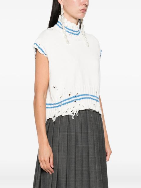 Marni frayed-hem sleeveless top - White - zdjęcie produktu nr 2