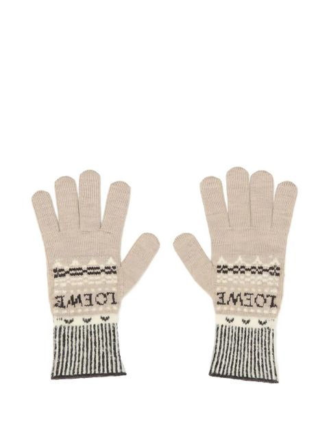 LOEWE logo-embroidered patterned gloves - Neutrals - zdjęcie produktu nr 1