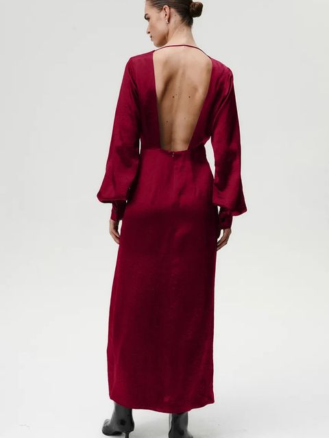 Undress Code sukienka kolor bordowy maxi prosta 1080