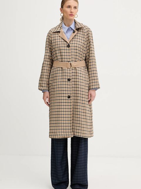 Marella płaszcz dwustronny z dodatkiem wełny kolor beżowy 2523026011200