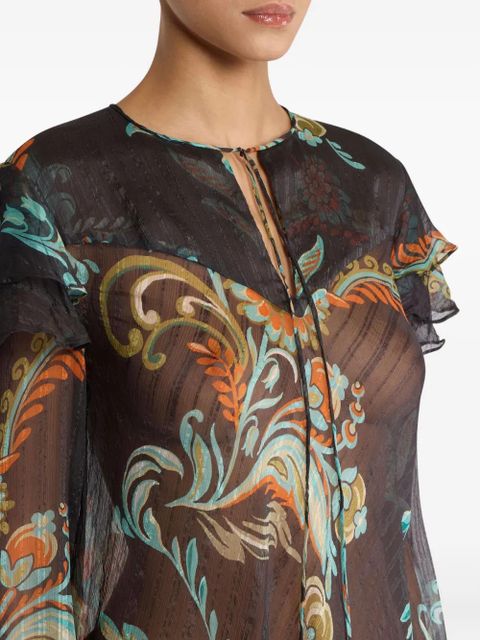 ETRO ruffled floral print blouse - Black