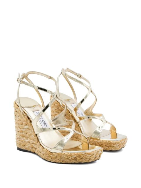 Jimmy Choo Ayla metallic-straps heeled espadrilles - Gold - zdjęcie produktu nr 2