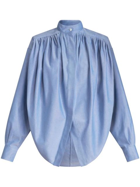 ETRO pleated cotton shirt - Blue - zdjęcie produktu nr 1
