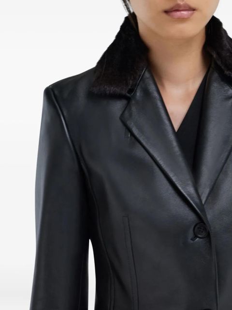 Ferragamo shearling-collar nappa blazer - Black