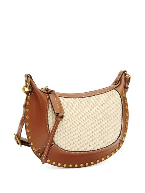 ISABEL MARANT Oskan Moon raffia studded shoulder bag - Brown