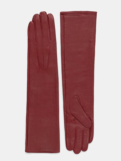 Answear.LAB rękawiczki skórzane damskie kolor bordowy