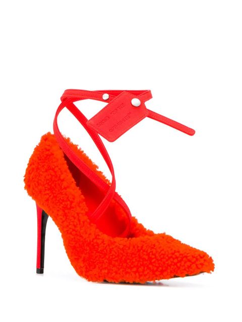 Off-White textured ankle-strap pumps - Orange - zdjęcie produktu nr 2