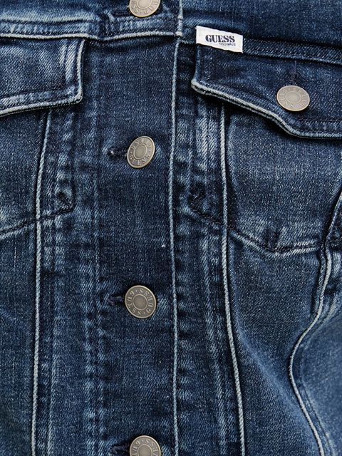Guess Originals kamizelka jeansowa kolor niebieski jednorzędowa W5YN71 D4H1D