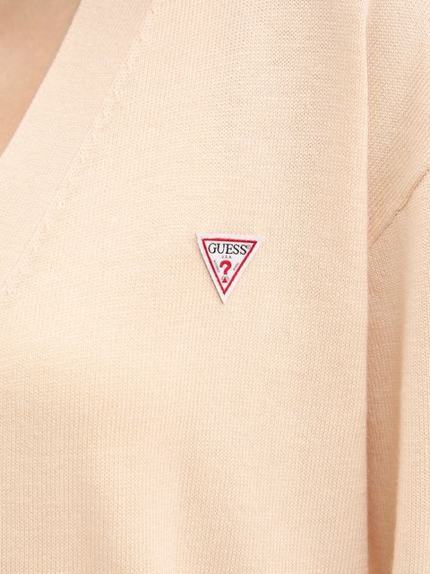 Guess Jeans kardigan z domieszką wełny kolor beżowy lekki W4BR16 Z3HO2