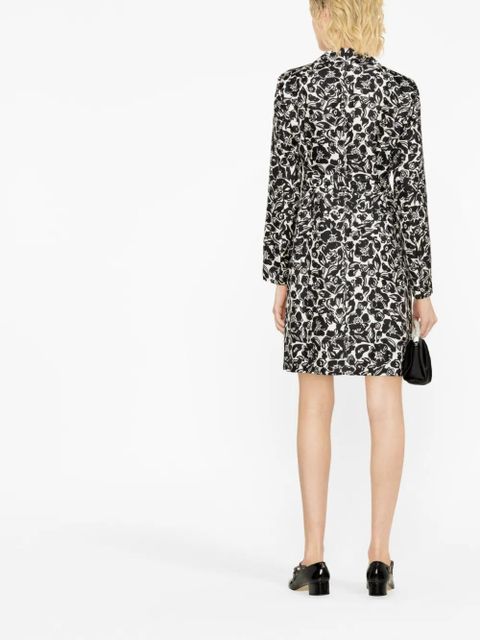 Lanvin floral-print belted silk dress - Black