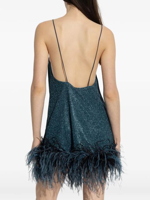 Oséree feather V-neck dress - Blue