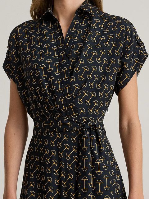 Lauren Ralph Lauren sukienka kolor granatowy midi rozkloszowana 200P03557