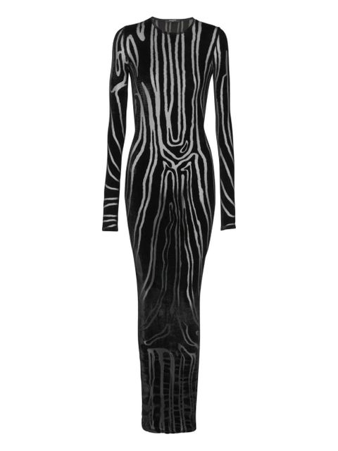 Balmain zebra-print velvet midi dress - Black - zdjęcie produktu nr 1