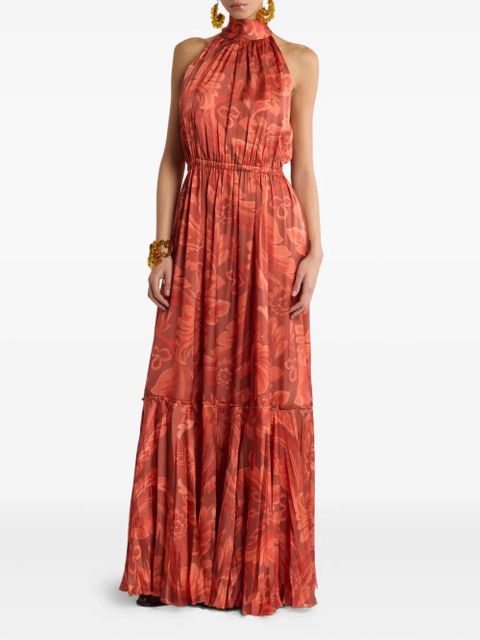 ETRO floral-print pleated maxi dress - Red - zdjęcie produktu nr 2