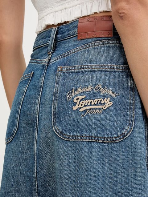 Tommy Jeans spódnica jeansowa kolor niebieski midi prosta DW0DW21070