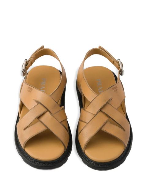 Prada Antiqued leather sandals - Neutrals