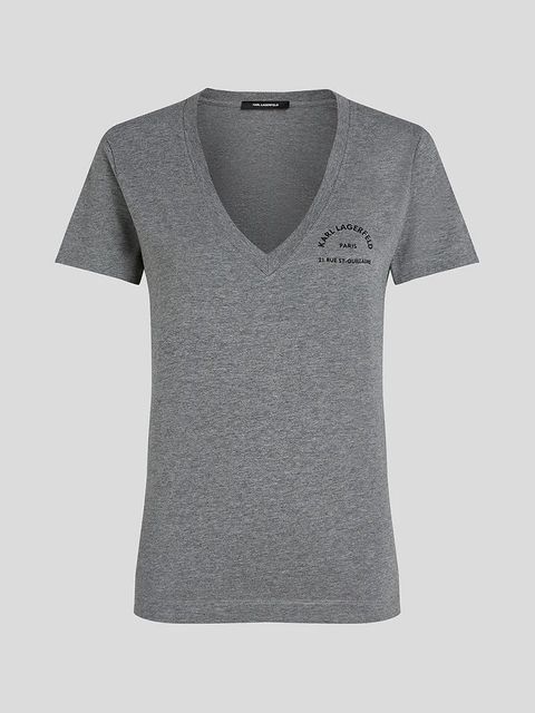 Karl Lagerfeld t-shirt bawełniany damski kolor szary A3W17104