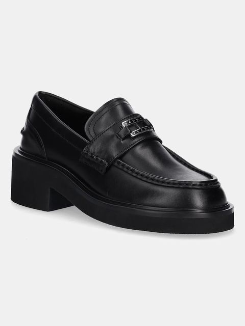 Tommy Jeans mokasyny skórzane TJW CHUNKY HEEL LOAFER damskie kolor czarny na platformie EN0EN02789 - zdjęcie produktu nr 1