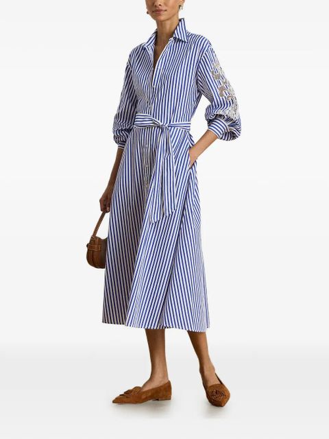Lauren Ralph Lauren striped lace-embroidered dress - Blue - zdjęcie produktu nr 2