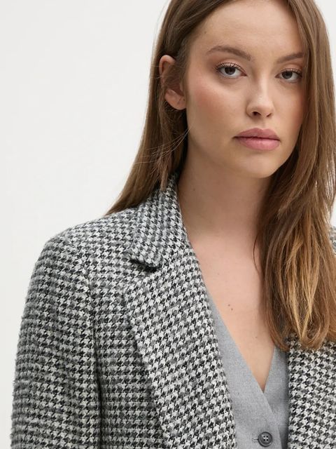 Sandro Ferrone marynarka z domieszką wełny kolor szary niezapinana wzorzysta SFS18YBEALBERO