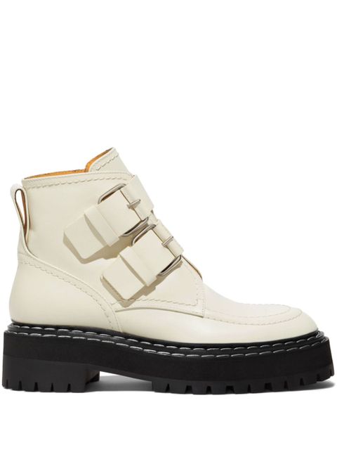 Proenza Schouler leather buckle boots - White