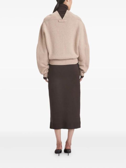 Victoria Beckham V-neck yoke detail sweater - Neutrals