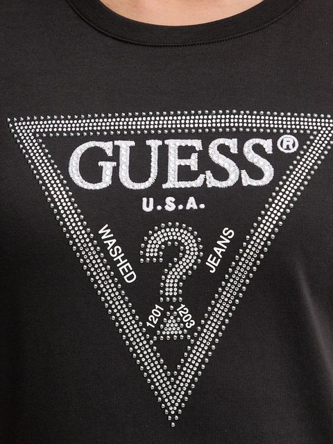 Guess t-shirt bawełniany damski kolor brązowy W5BI18 I3Z14