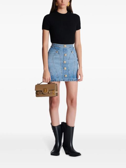 Balmain button-embellishment denim mini skirt - Blue - zdjęcie produktu nr 2