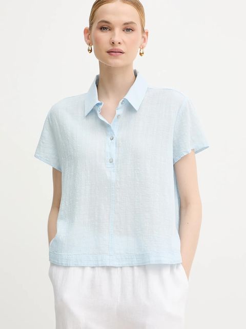 United Colors of Benetton bluzka damska kolor niebieski gładka 5ONVDQ0BQ - zdjęcie produktu nr 1