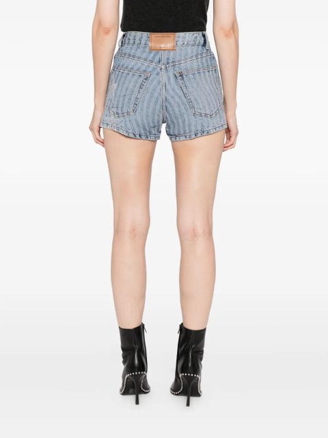 Alexander Wang star-embellished denim shorts - Blue