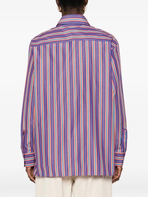 ETRO striped-pattern logo-embroidered shirt - Purple