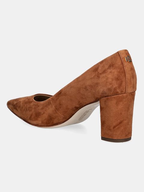 Lauren Ralph Lauren czółenka zamszowe Lanette Blkh kolor brązowy na słupku 802967743002