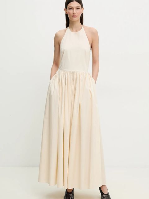 ISABELLE BLANCHE sukienka bawełniana kolor beżowy maxi rozkloszowana IS25SS-A134-T010