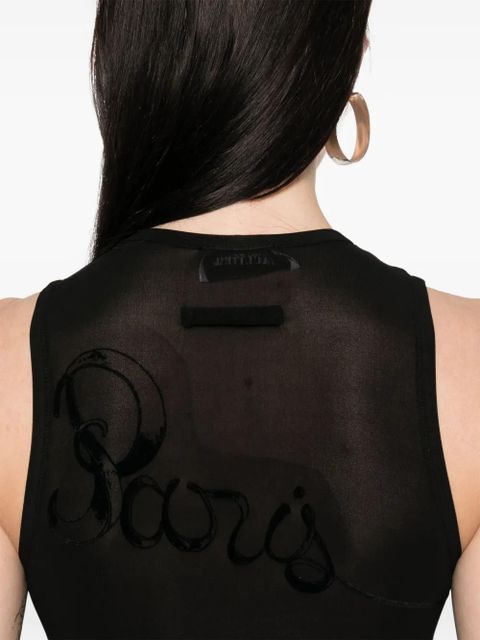 Jean Paul Gaultier flocked-logo top - Black