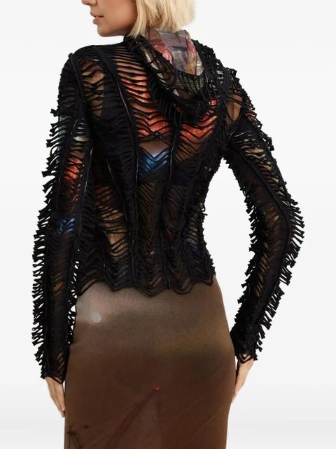 Jean Paul Gaultier raw edges hoodie - Black