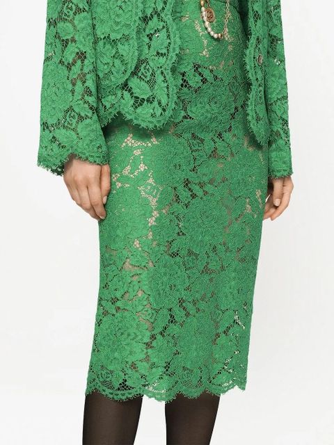 Dolce & Gabbana floral-lace midi skirt - Green