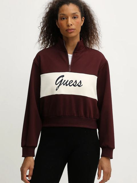 Guess bluza FABIA damska kolor bordowy z aplikacją V5BQ00 KCX22 - zdjęcie produktu nr 1